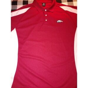 Vintage Arkansas Razorbacks Shirt Large Polo Golf Starter Red White Adult - Z